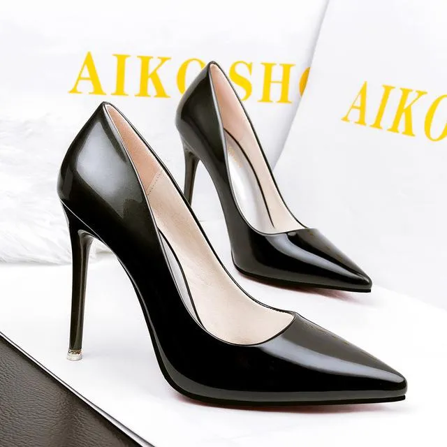 2017 Women pumps Fashion gradient color High heels single shoes female Spring Summer patent leather wedding party shoes woman