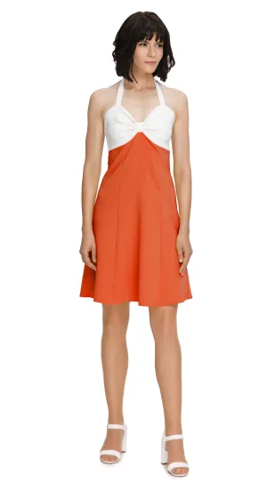 70s Style Light Spring Halter Dress in Orange
