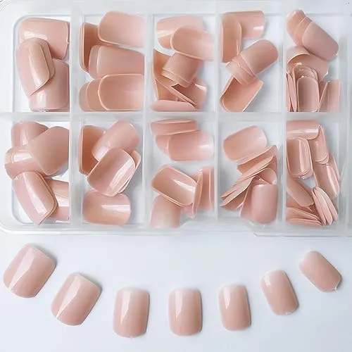 AddFavor Press on Nails Short Square Fake Nails, 120pcs Red Press on Nails Square Acrylic False Nails Colored Glossy Glue on Nails with Adhesive Tabs for Women Girls