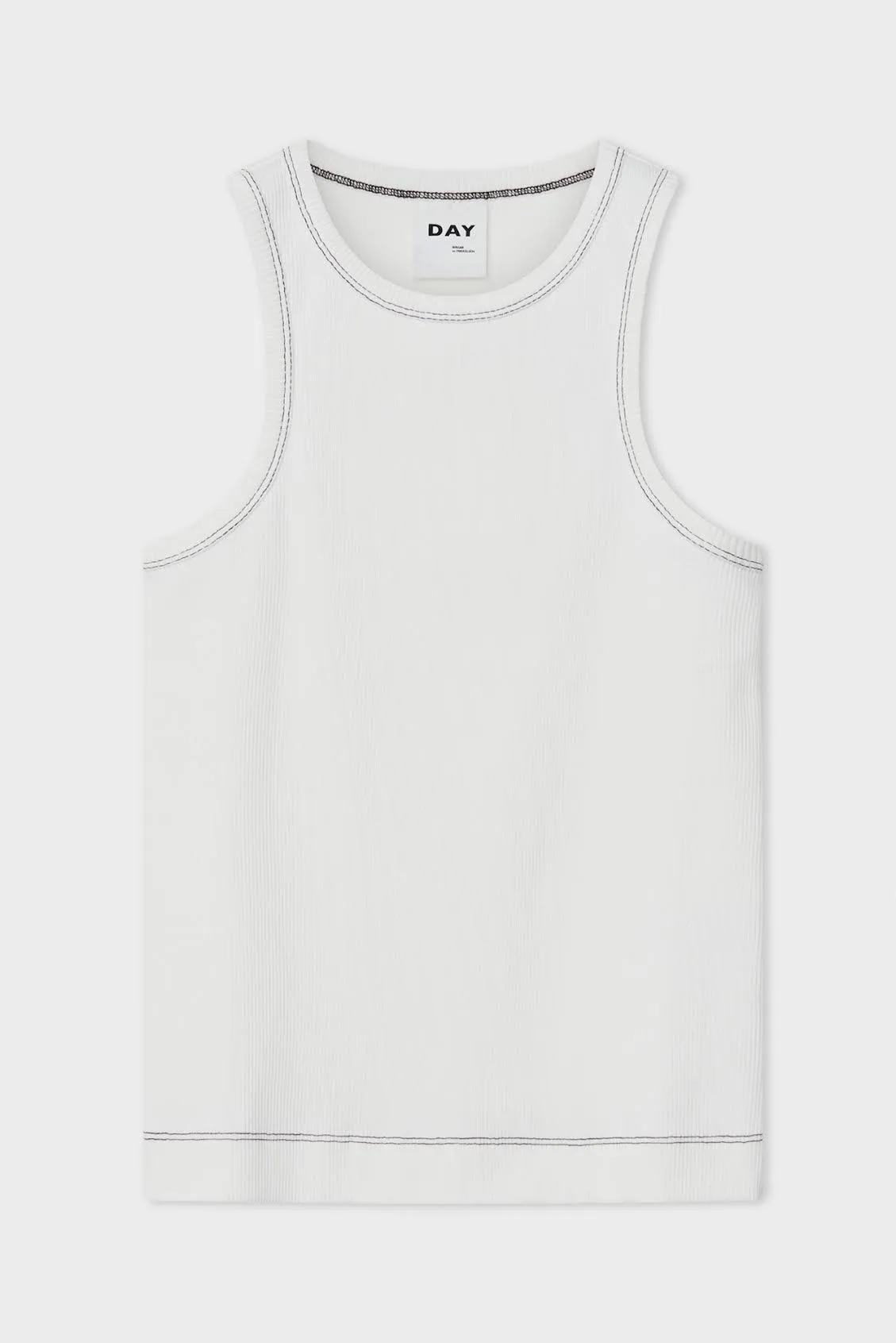 Alisson Contrast Stitch White Tank