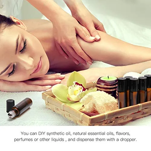 Amber Glass Essential Oil Roller Bottles 48 Pack 10 ml