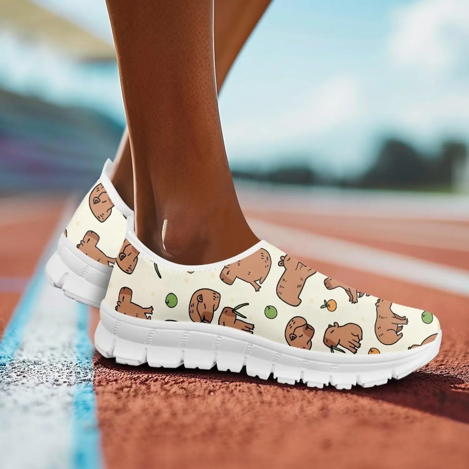 Art Pattern Walking Shoes for Women Slip On Casual Mesh Loafers Lightweight Comfort Ladies Fashion Sneaker for Outdoors Black US Size 5.5-11.5
