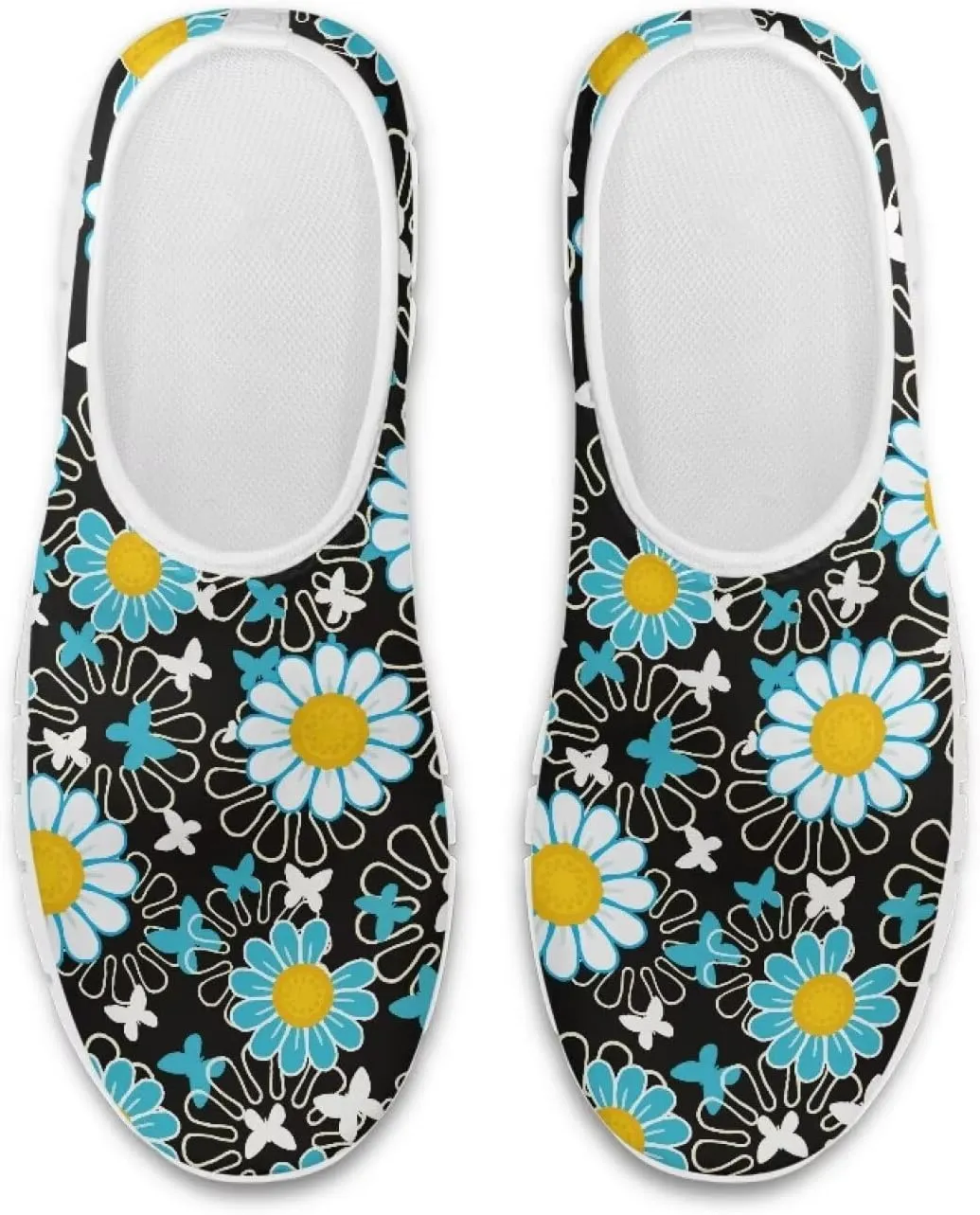 Art Pattern Walking Shoes for Women Slip On Casual Mesh Loafers Lightweight Comfort Ladies Fashion Sneaker for Outdoors Black US Size 5.5-11.5