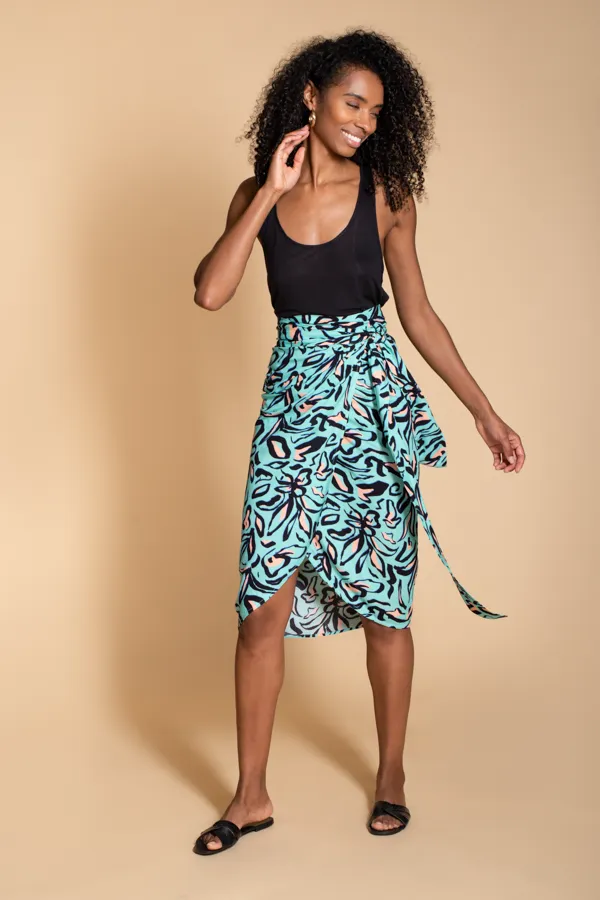 Aster Wrap Skirt in Mark Making Floral Print