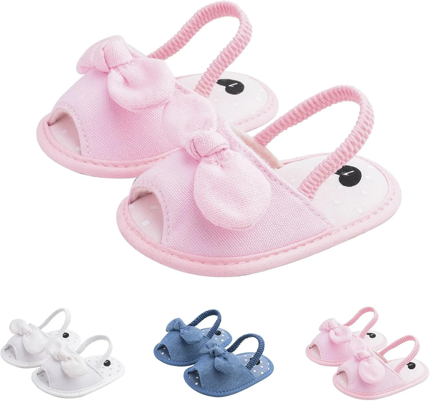 Baby Ballerina Sandals with Bowknot Infant Girls Summer Flat Platform First Walking Slipper Non-Slip Dress Shoes