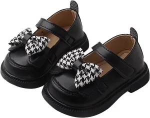 Baby Girls Mary Jane Chunky Flat Infant Platform Slip On Heel Leather Round Toe Bow School niform Dress Shoes