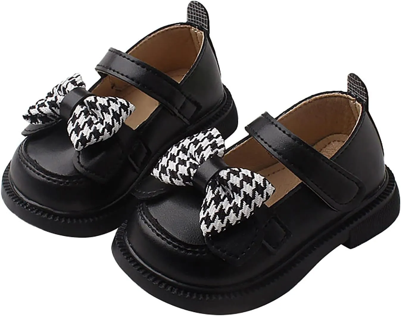 Baby Girls Mary Jane Chunky Flat Infant Platform Slip On Heel Leather Round Toe Bow School niform Dress Shoes
