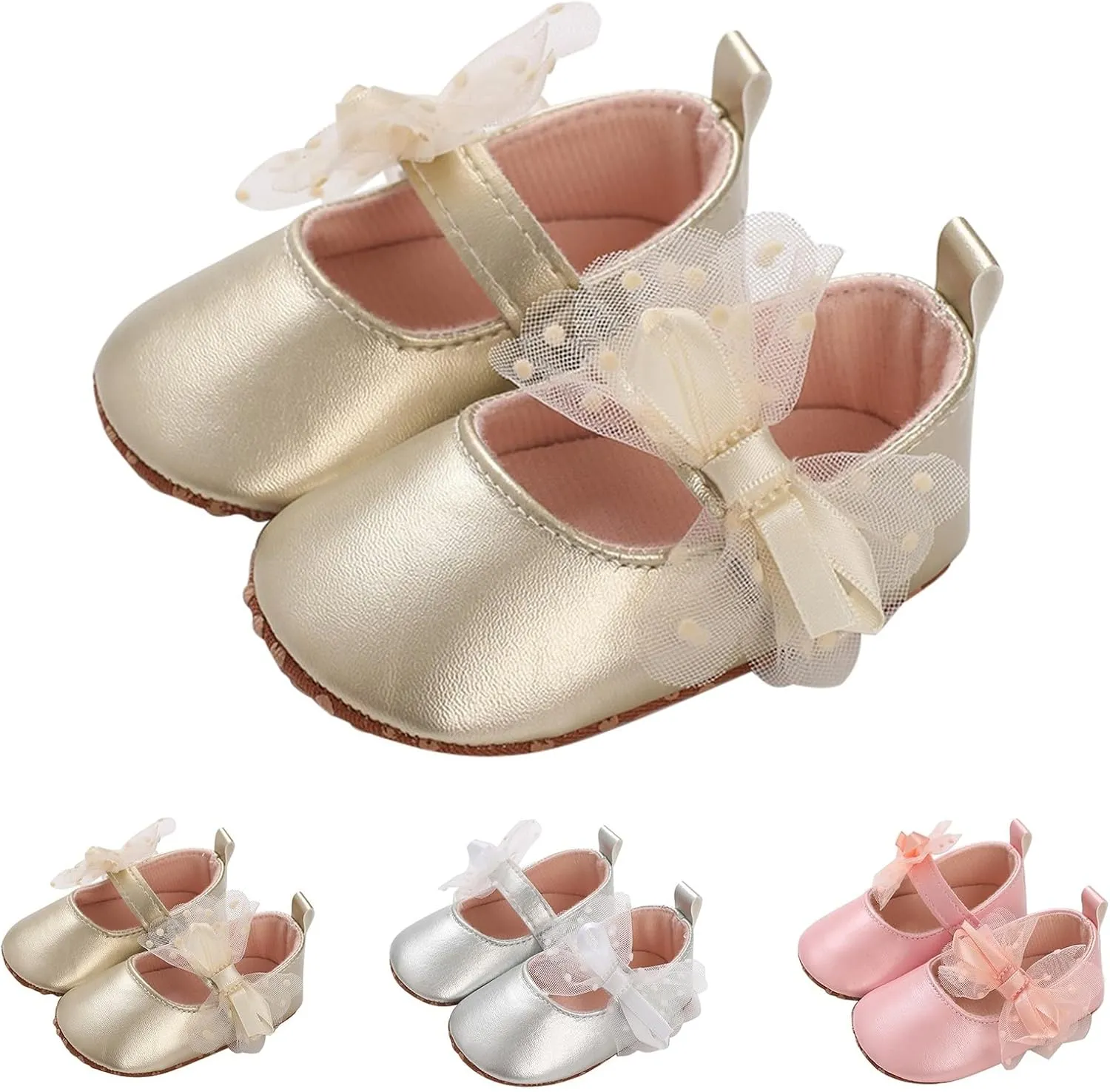 Baby Girls Mary Jane Sequins Crown Flats PU Leather Wedding Party Princess Ballet Shoe Infant Soft Prewalker Shoes