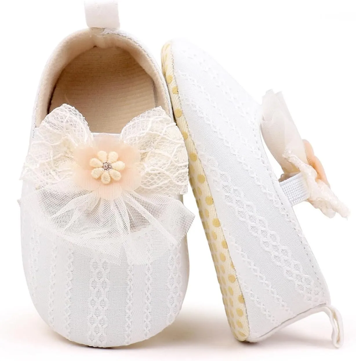 Baby Girls Princess Lace Bowknot Soft Sole Cloth Shoes Sneaker Infant Prewalker Lightweight Cute Baptism Shoes