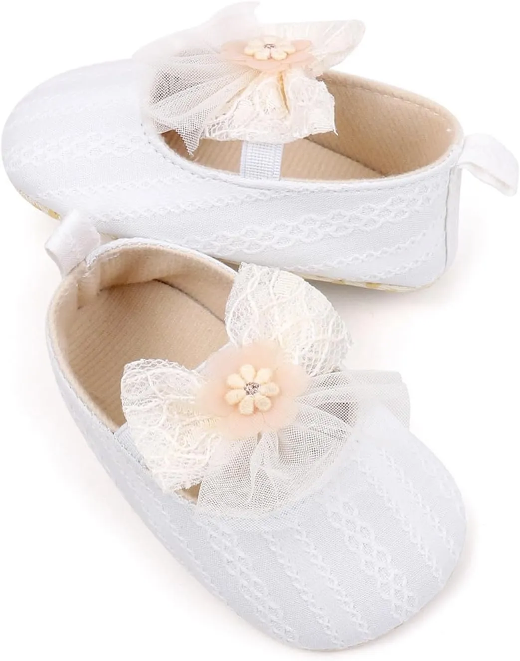 Baby Girls Princess Lace Bowknot Soft Sole Cloth Shoes Sneaker Infant Prewalker Lightweight Cute Baptism Shoes