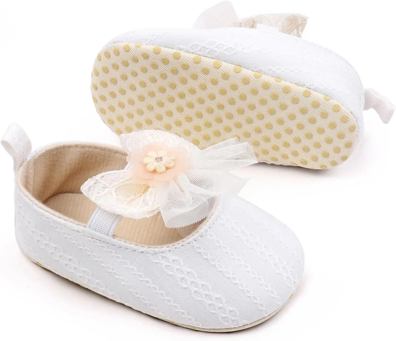 Baby Girls Princess Lace Bowknot Soft Sole Cloth Shoes Sneaker Infant Prewalker Lightweight Cute Baptism Shoes