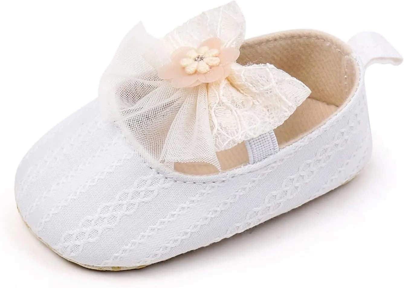 Baby Girls Princess Lace Bowknot Soft Sole Cloth Shoes Sneaker Infant Prewalker Lightweight Cute Baptism Shoes
