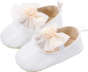 Baby Girls Princess Lace Bowknot Soft Sole Cloth Shoes Sneaker Infant Prewalker Lightweight Cute Baptism Shoes