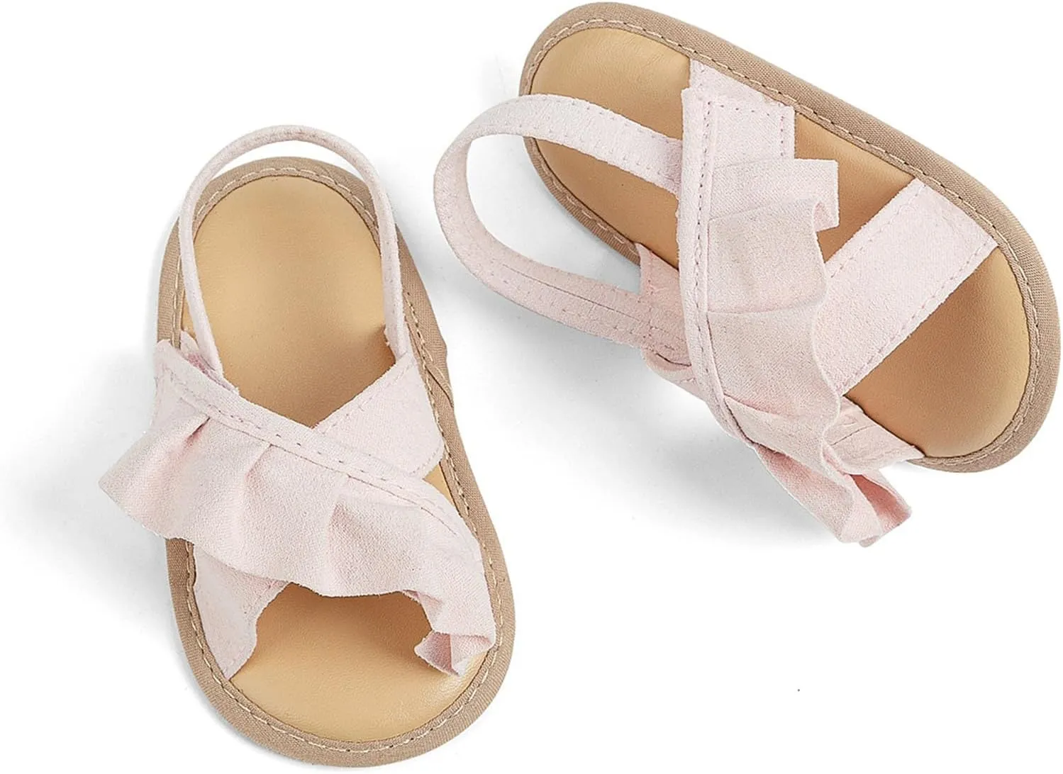 Baby Girls Ruffle Sandals Soft Sole Non Slip Flat Dress Shoes Princess Open Toe Party Wedding Holiday Casual Slides