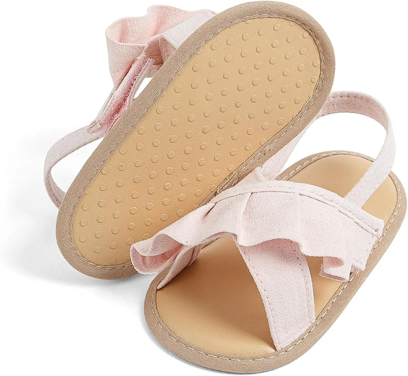 Baby Girls Ruffle Sandals Soft Sole Non Slip Flat Dress Shoes Princess Open Toe Party Wedding Holiday Casual Slides