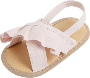 Baby Girls Ruffle Sandals Soft Sole Non Slip Flat Dress Shoes Princess Open Toe Party Wedding Holiday Casual Slides
