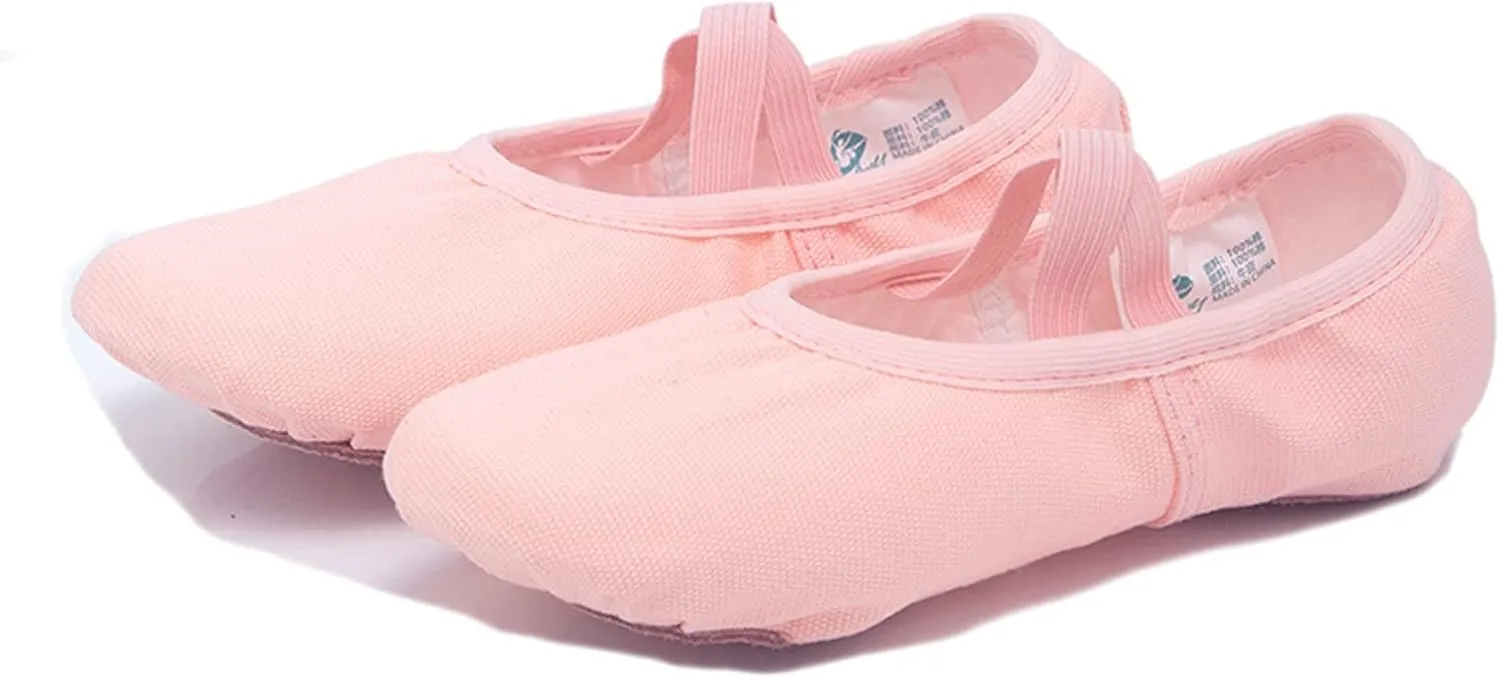 Ballet Shoes for Girls Dance Ballet Slippers No-Tie Canvas Ballerina Shoes for Toddler Kids Yoga Dance Shoes