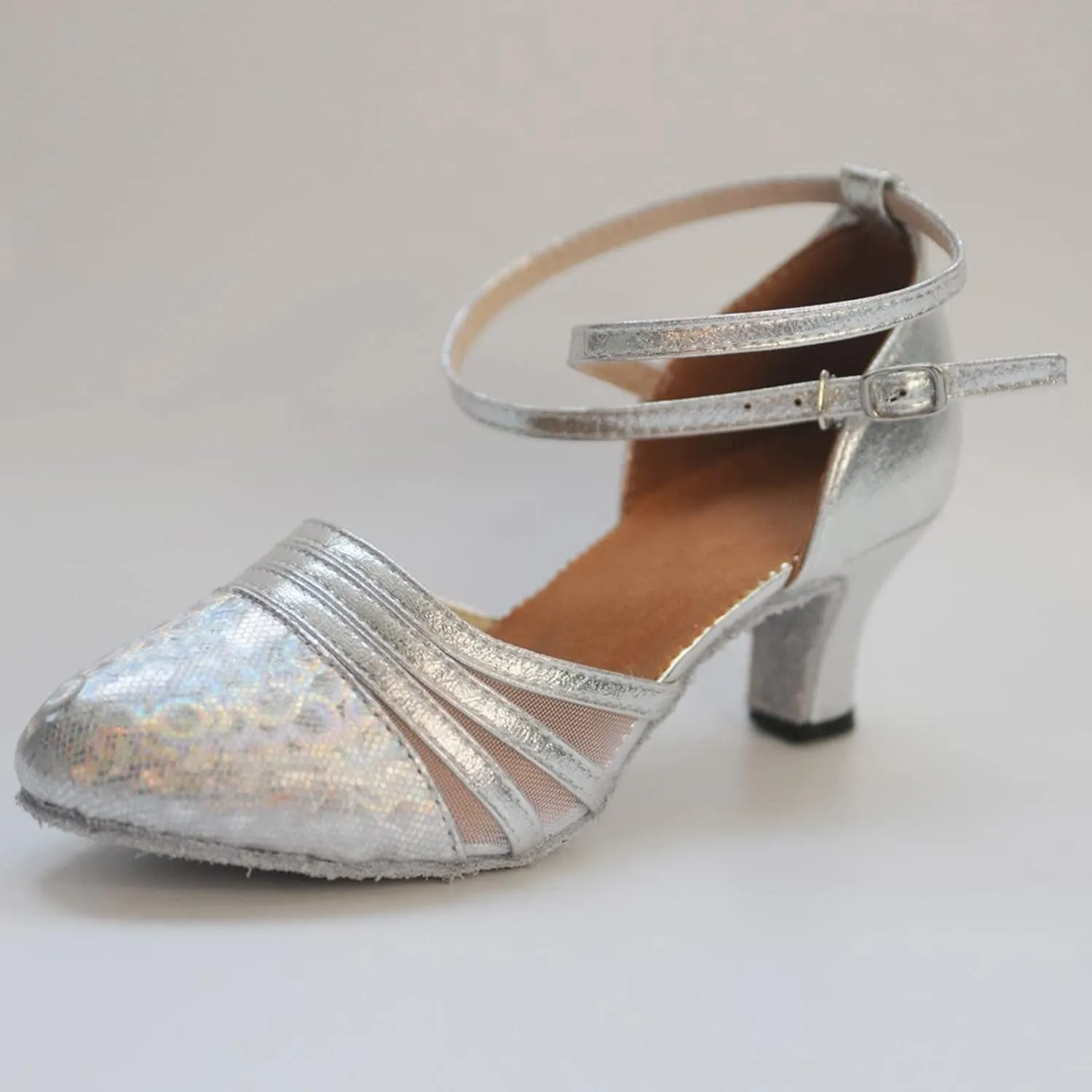 Ballroom Dance Shoes Women Sequin Party Shoes Latin Dance Shoe Chunky Heeled Dress Shoe Low Professional Heels