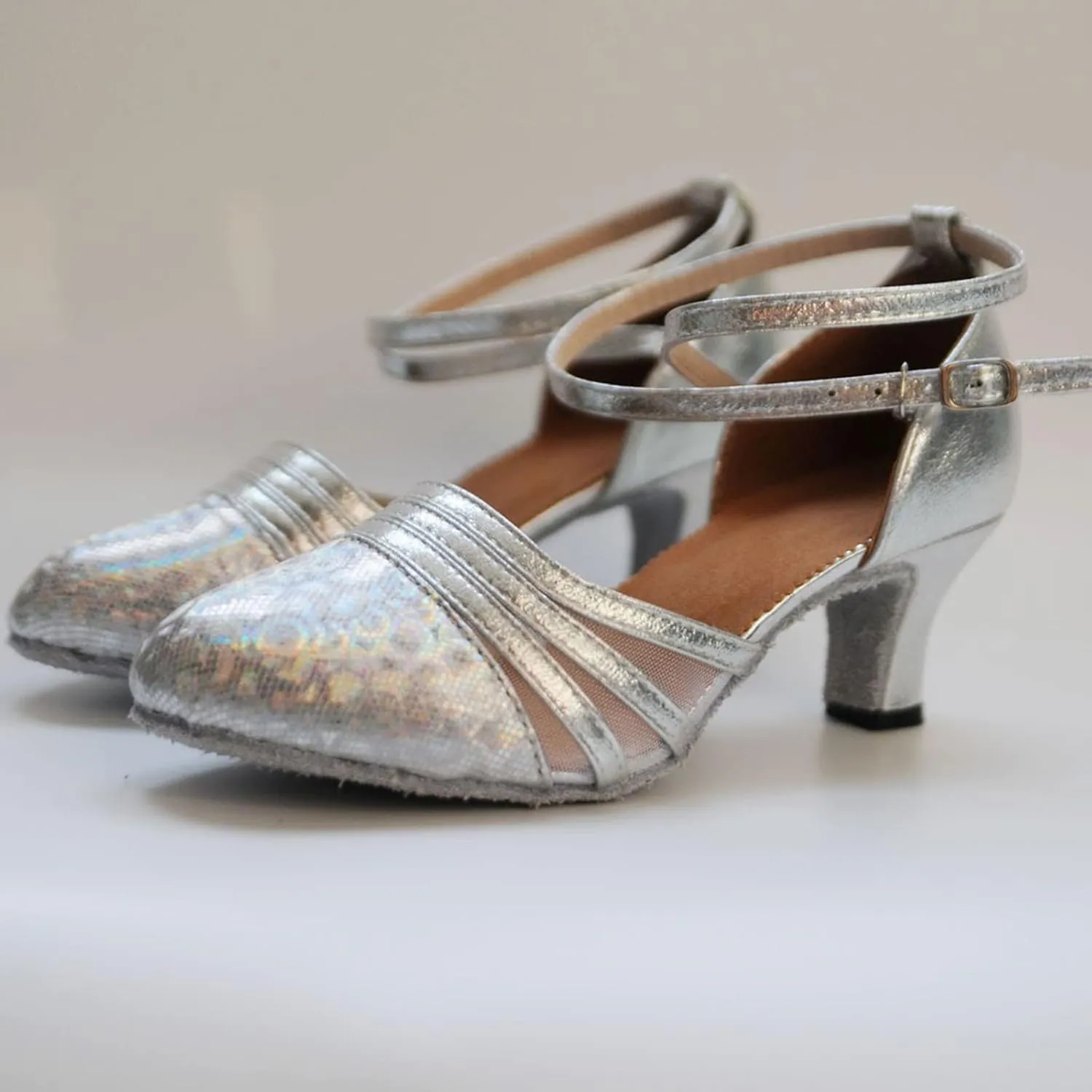 Ballroom Dance Shoes Women Sequin Party Shoes Latin Dance Shoe Chunky Heeled Dress Shoe Low Professional Heels