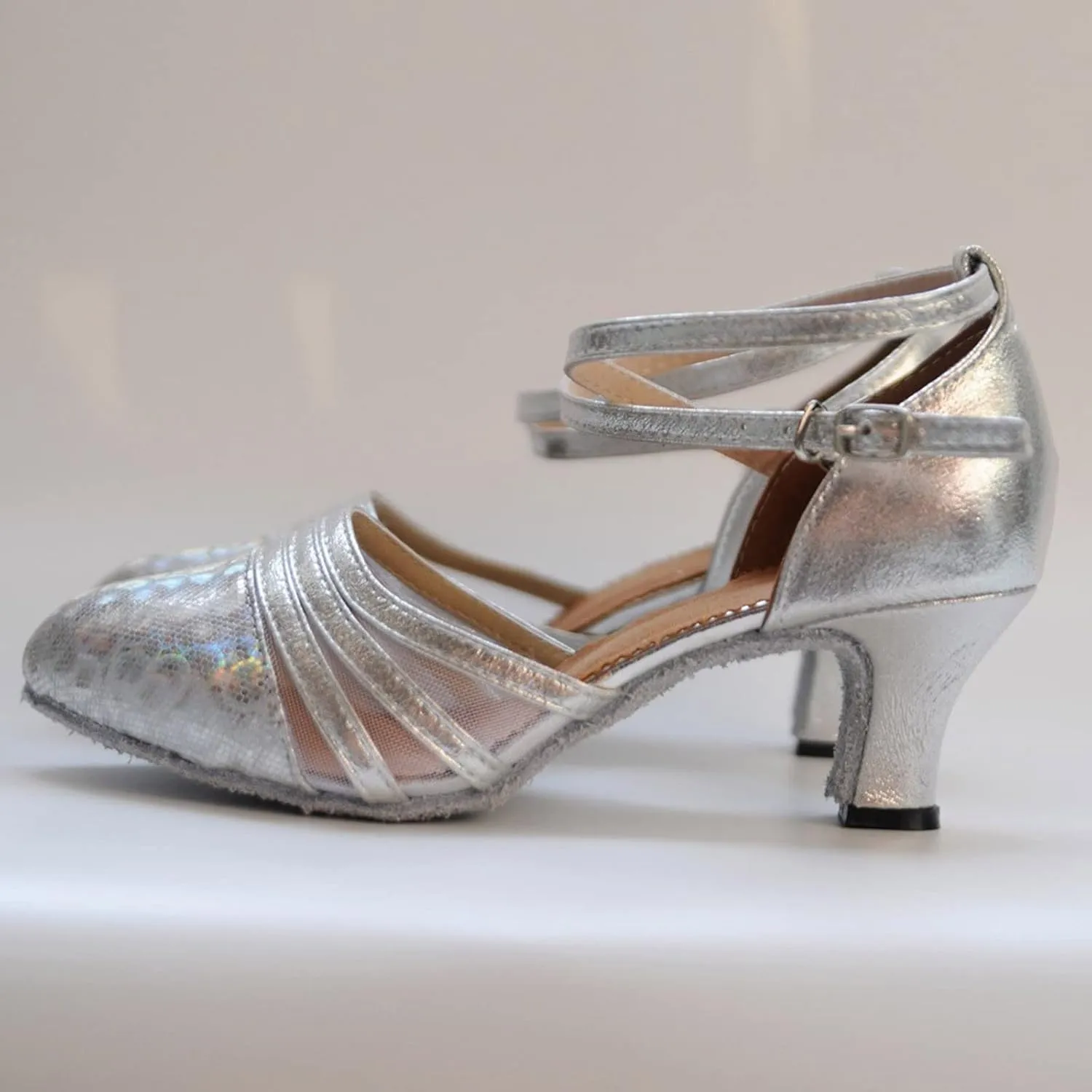 Ballroom Dance Shoes Women Sequin Party Shoes Latin Dance Shoe Chunky Heeled Dress Shoe Low Professional Heels