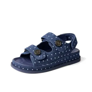 BeauToday 3.5 CM Casual Platform Velcro Denim Sandals for Women