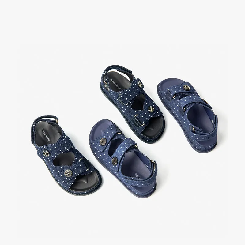 BeauToday 3.5 CM Casual Platform Velcro Denim Sandals for Women