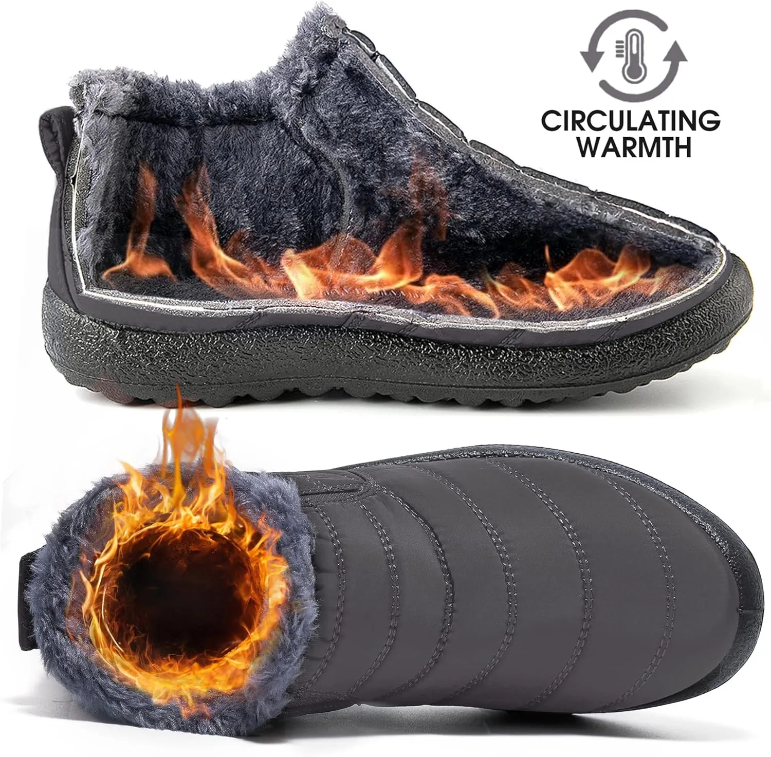 Boys Girls Winter Snow Boots: Warm Fur Lined Toddler Boots Non Slip Waterproof Ankle Booties Convenient Elastic Band Outdoor Little Kids Walking Shoes