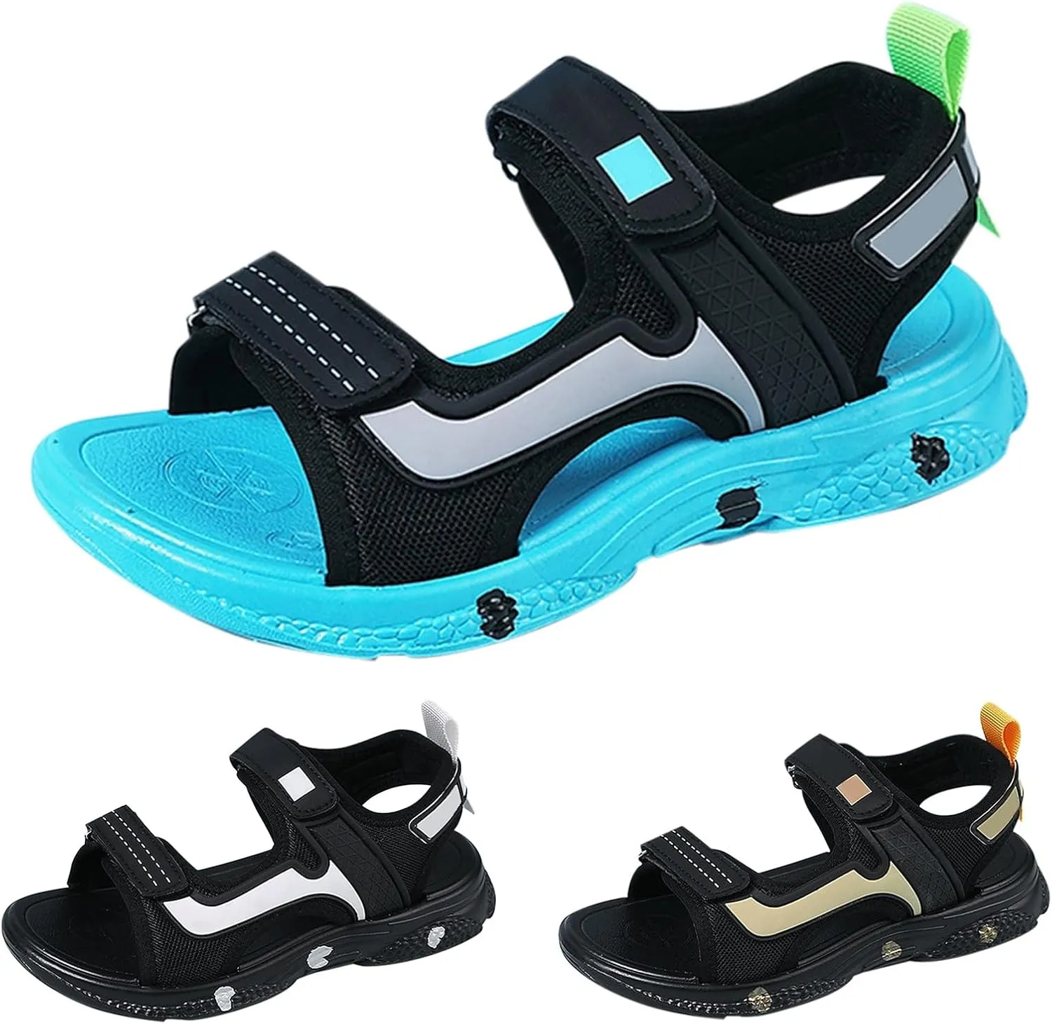 Boys Sandals Double Adjustable Straps Non-slip Lightweight Open Toe Sport Sandals Kids Soft Summer Beach Pool Shoes