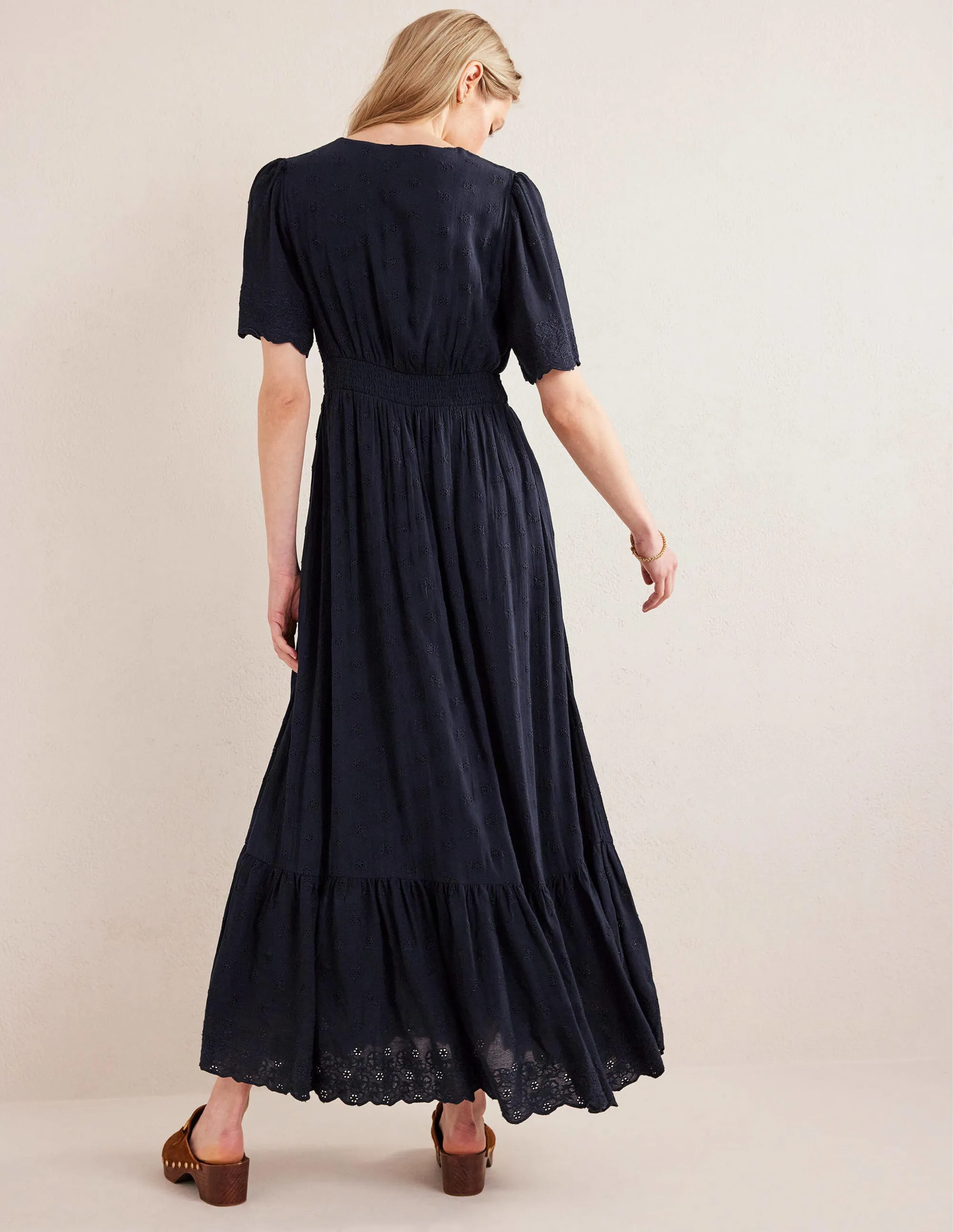 Broderie Maxi Dress-True Navy