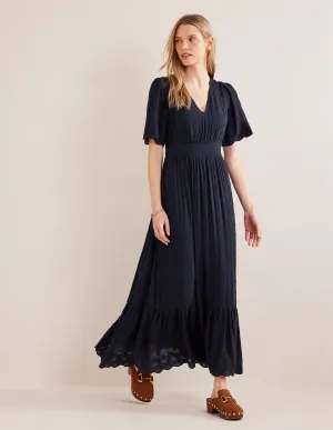 Broderie Maxi Dress-True Navy
