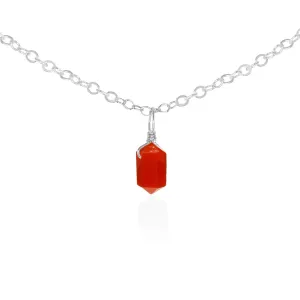 Carnelian Mini Double Terminated Crystal Point Pendant Choker Necklace