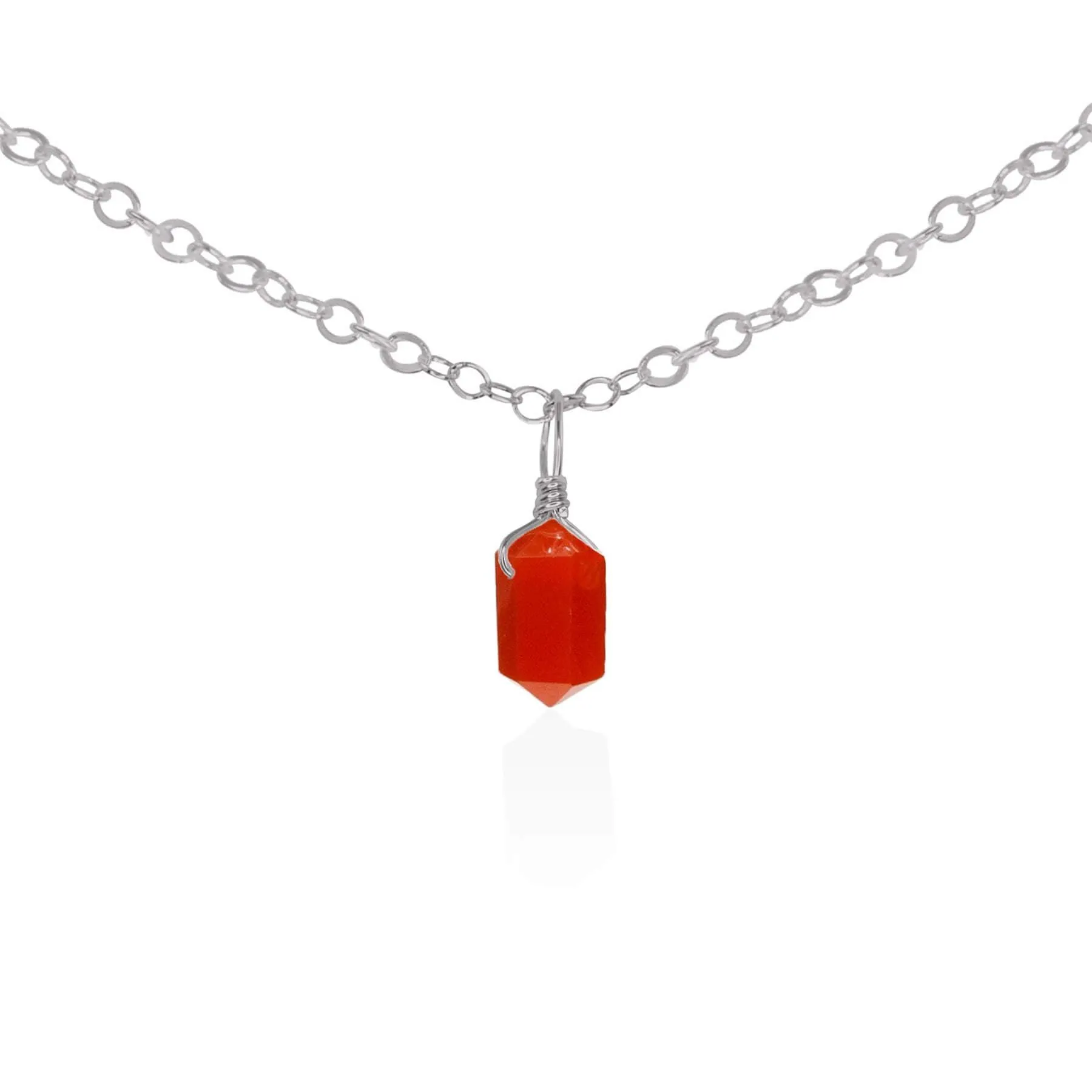 Carnelian Mini Double Terminated Crystal Point Pendant Choker Necklace