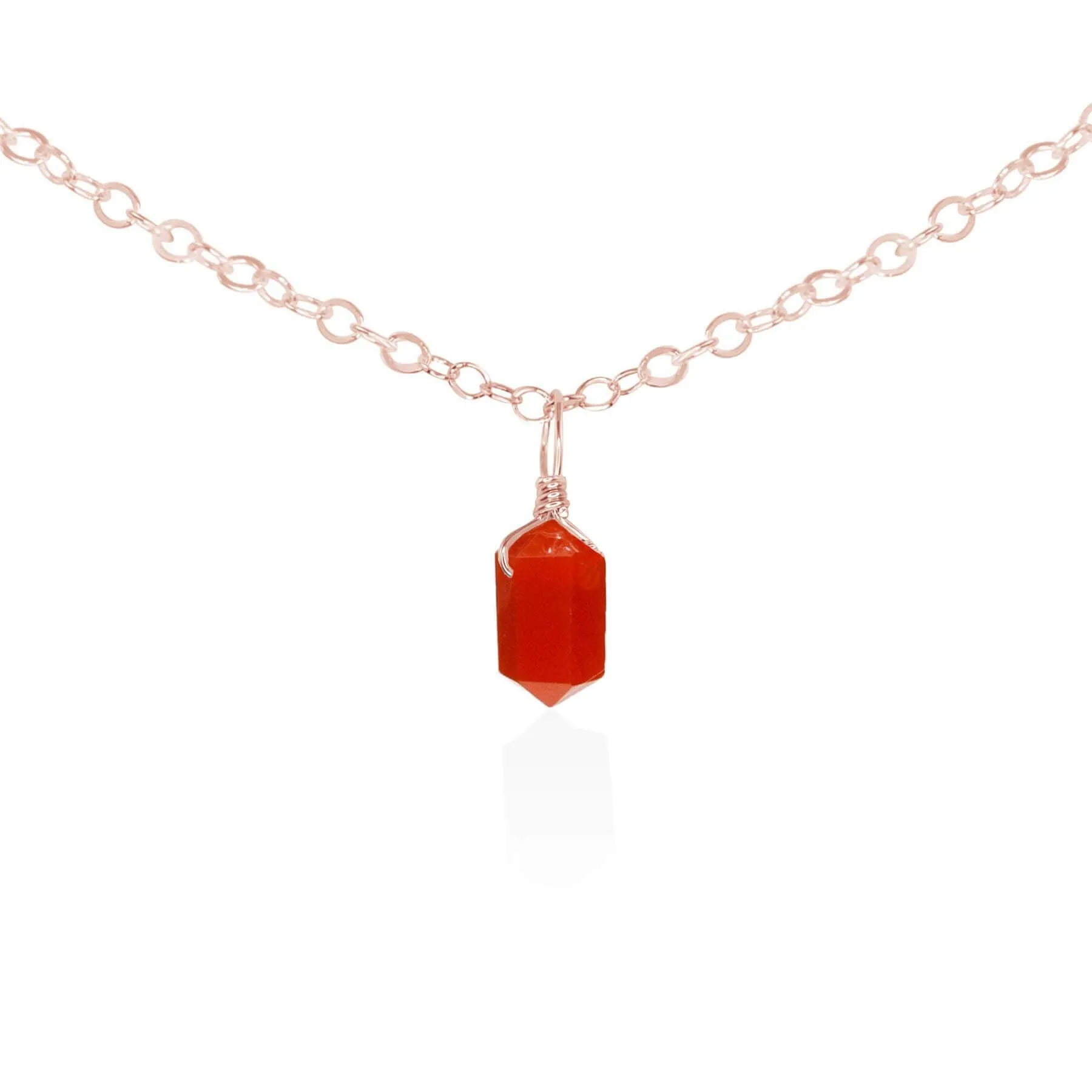 Carnelian Mini Double Terminated Crystal Point Pendant Choker Necklace
