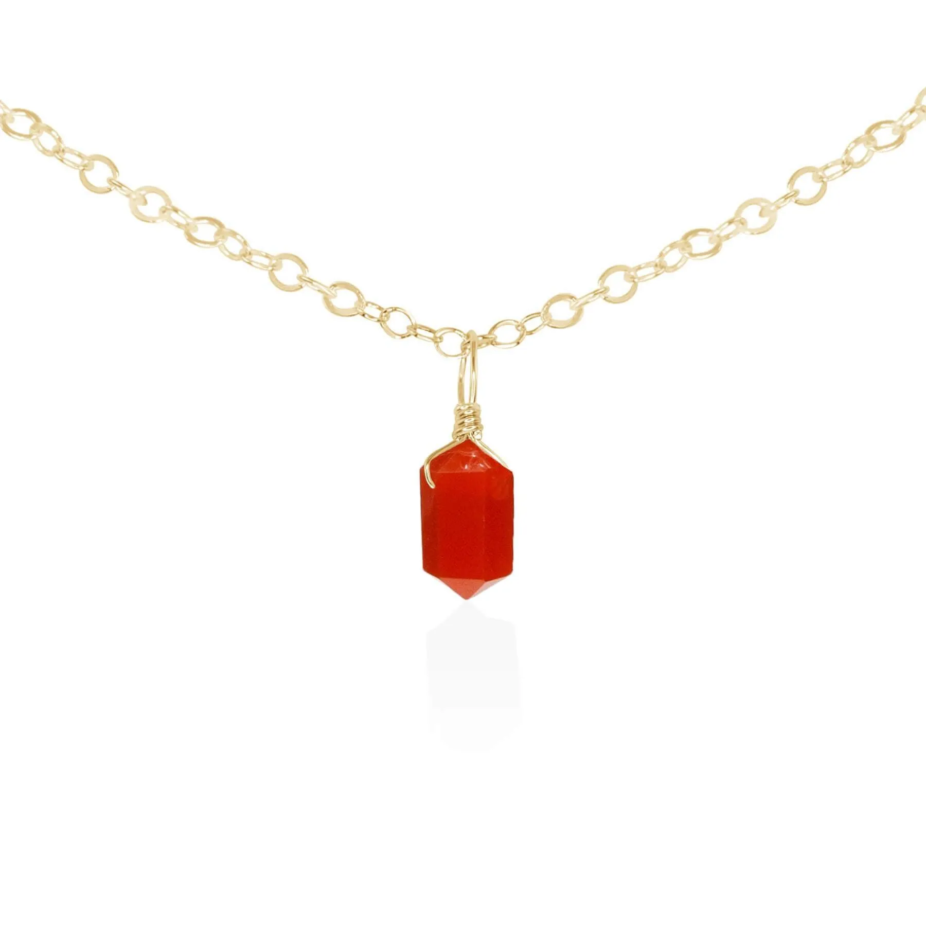 Carnelian Mini Double Terminated Crystal Point Pendant Choker Necklace