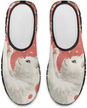 Cat Print Women's Slip Ons Loafers Soft Casual Mesh Sneakers Comfortable Non Slip Athletic Walking Shoes Black Sole Size 5.5-11.5