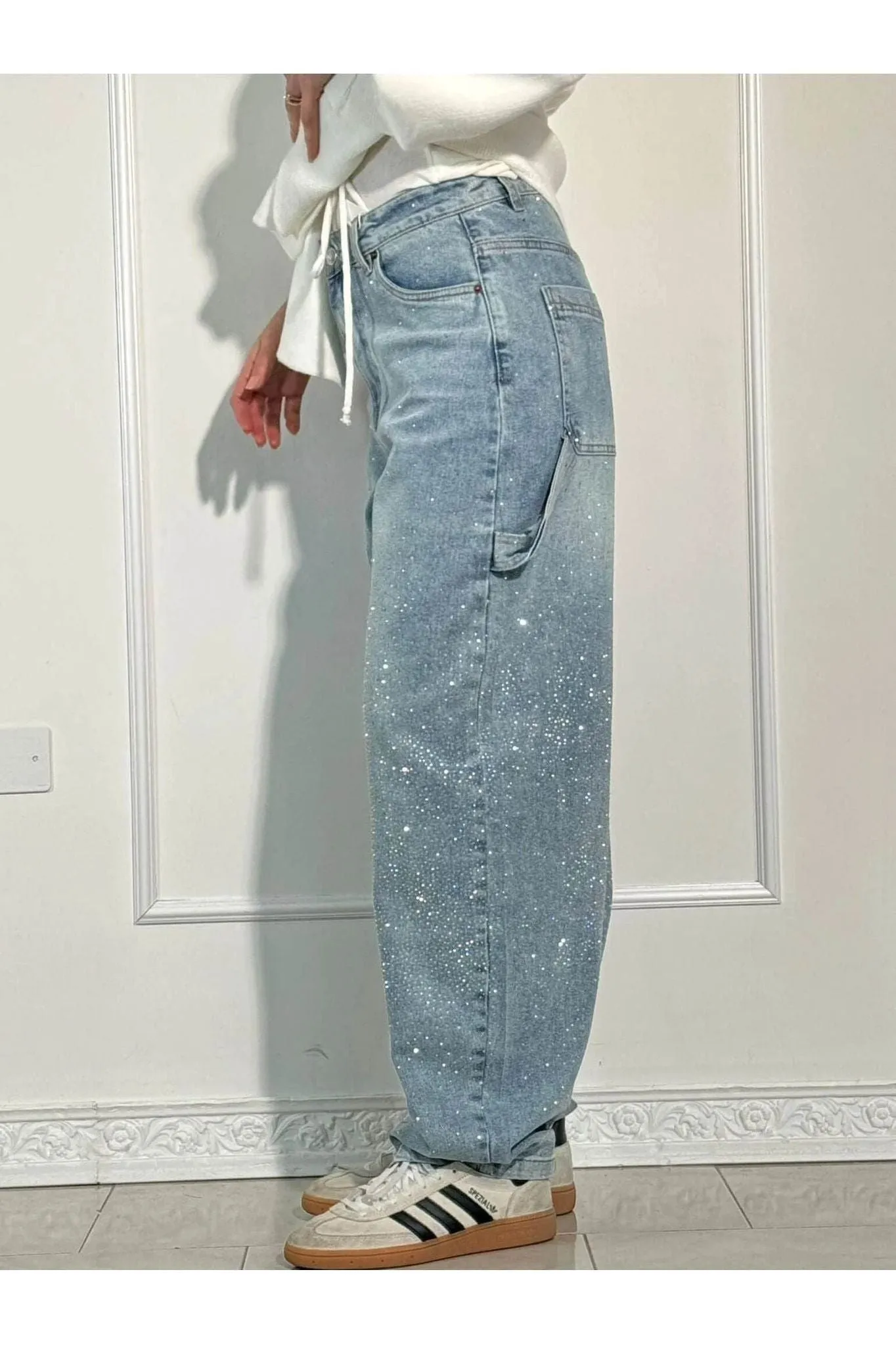 Celeste | Rhinestone Wide-Leg Jeans