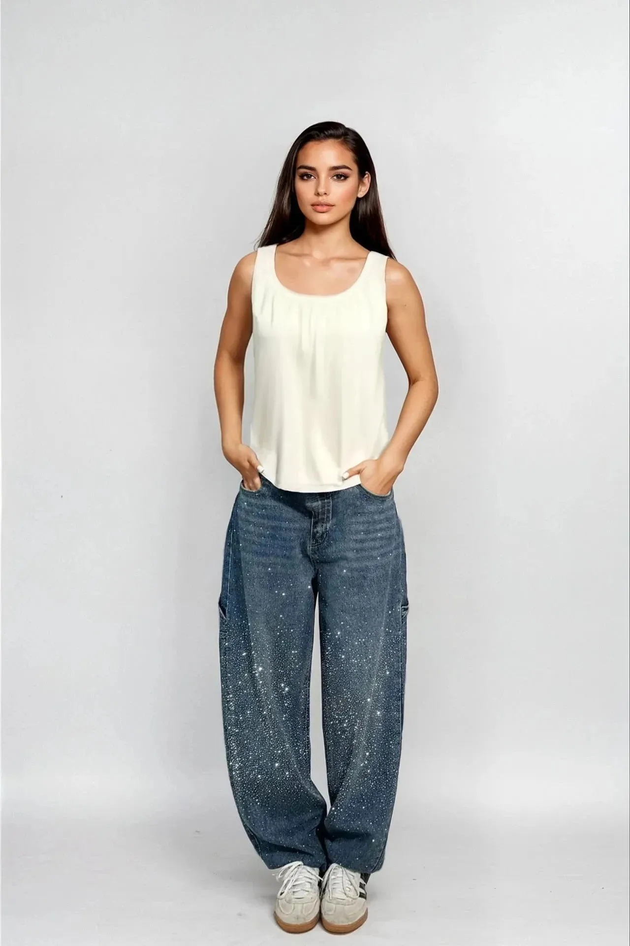 Celeste | Rhinestone Wide-Leg Jeans