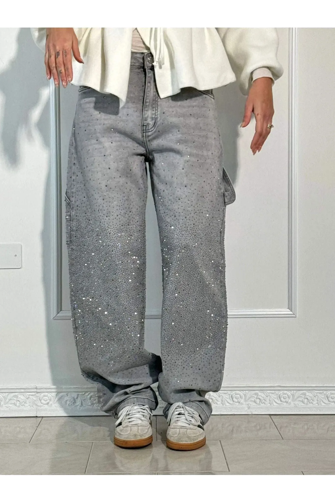 Celeste | Rhinestone Wide-Leg Jeans