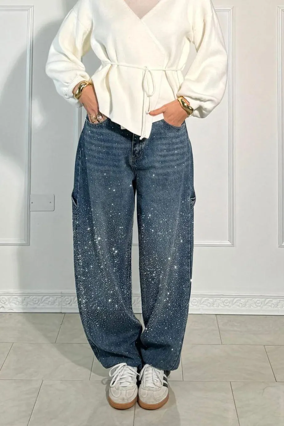 Celeste | Rhinestone Wide-Leg Jeans