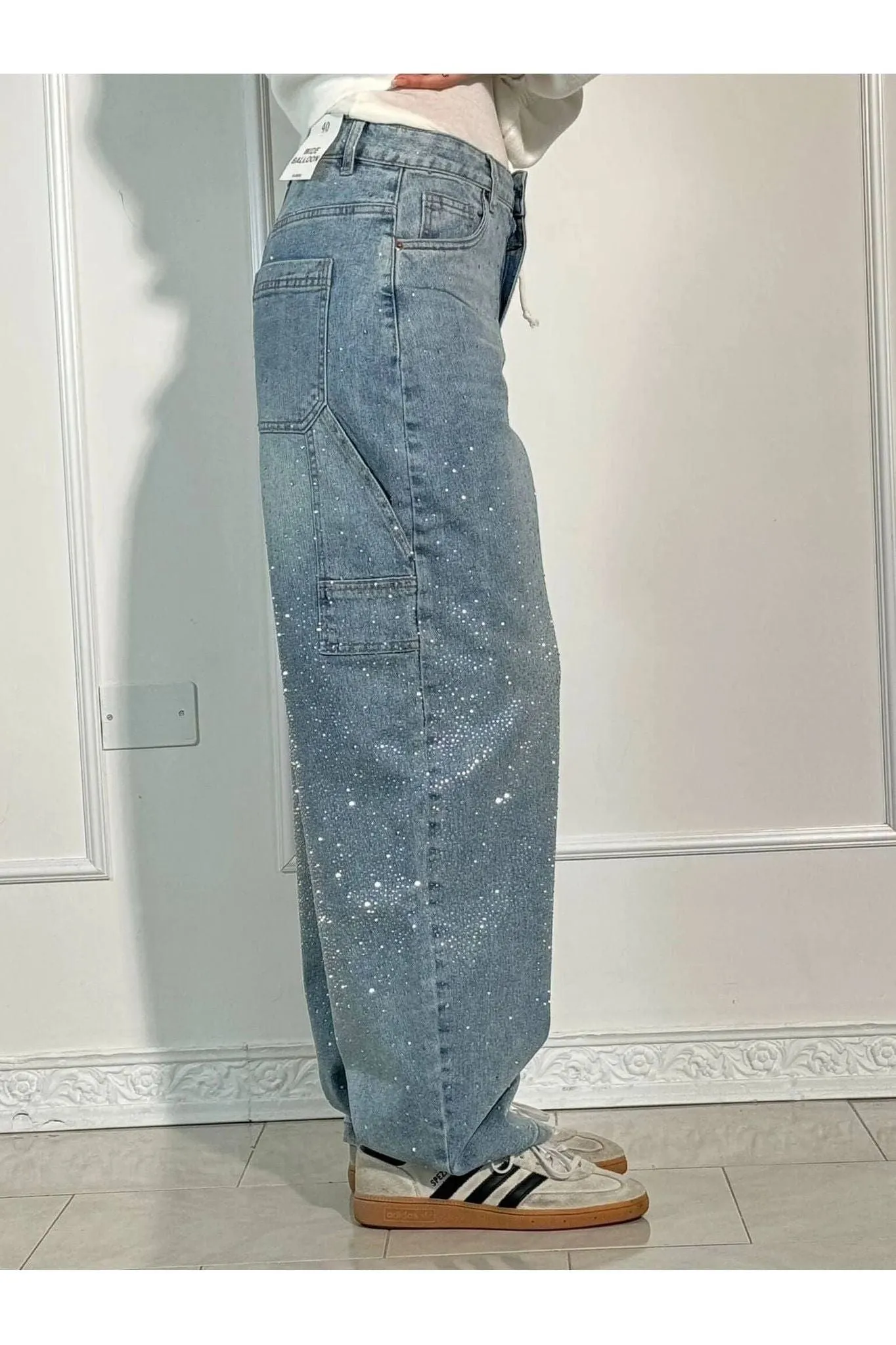 Celeste | Rhinestone Wide-Leg Jeans