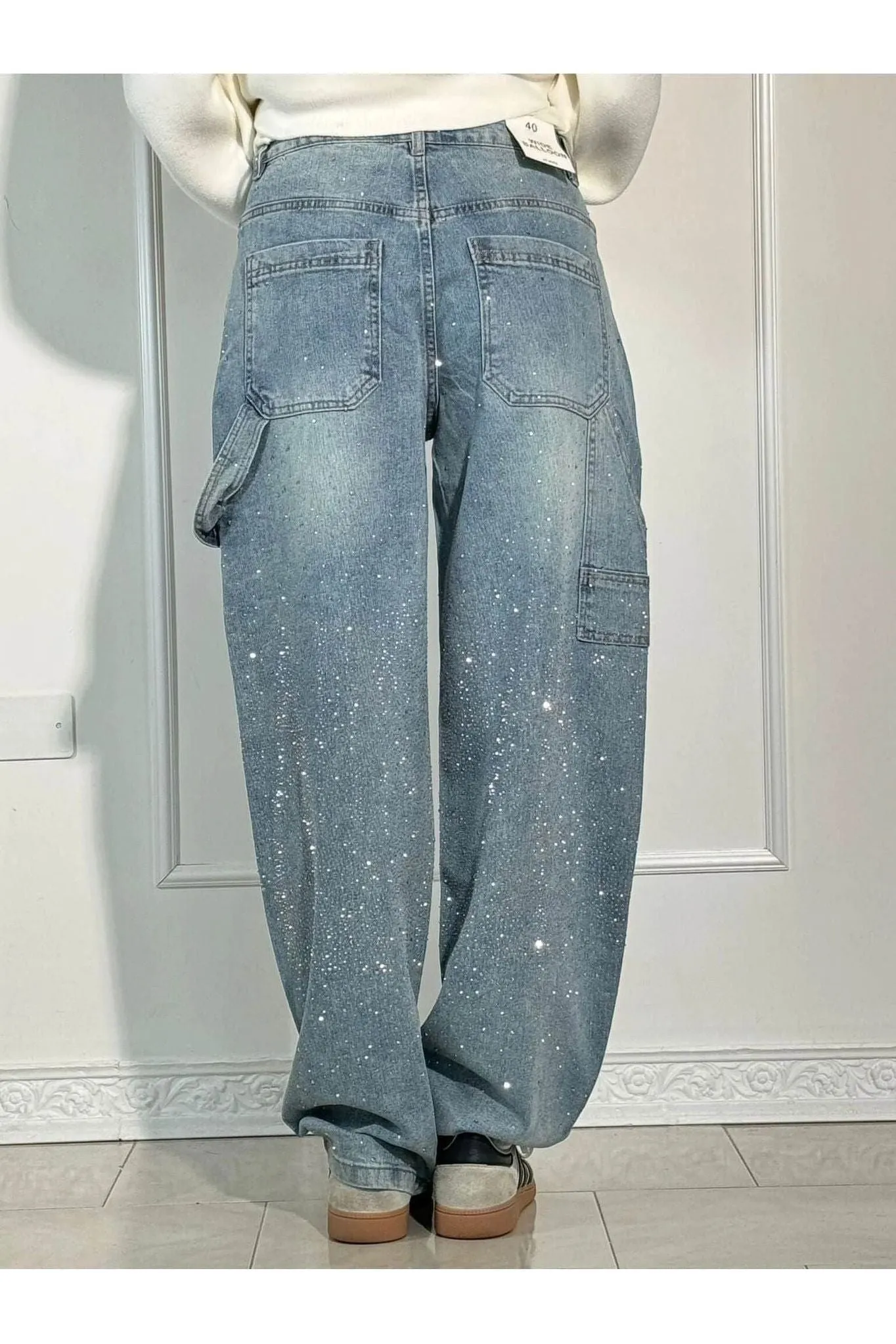 Celeste | Rhinestone Wide-Leg Jeans