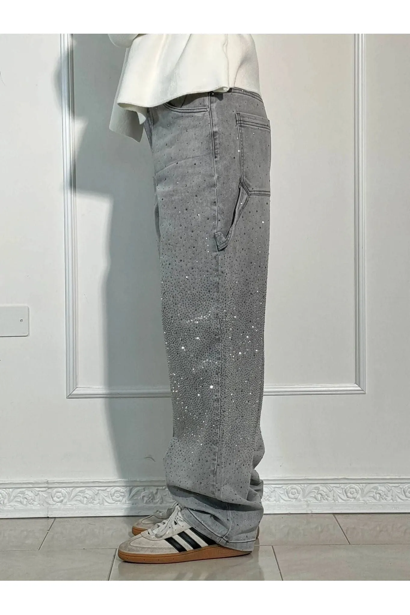 Celeste | Rhinestone Wide-Leg Jeans