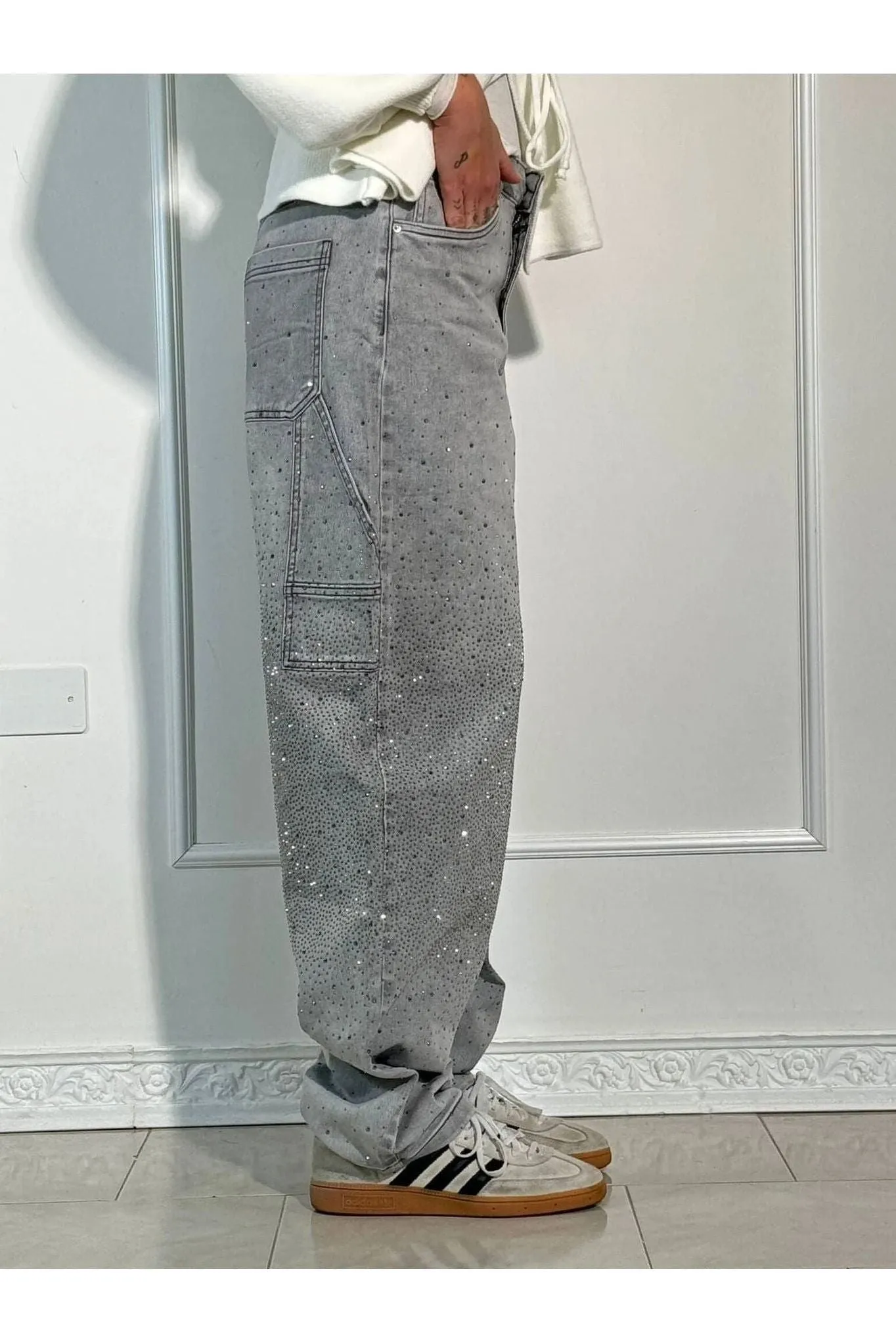 Celeste | Rhinestone Wide-Leg Jeans