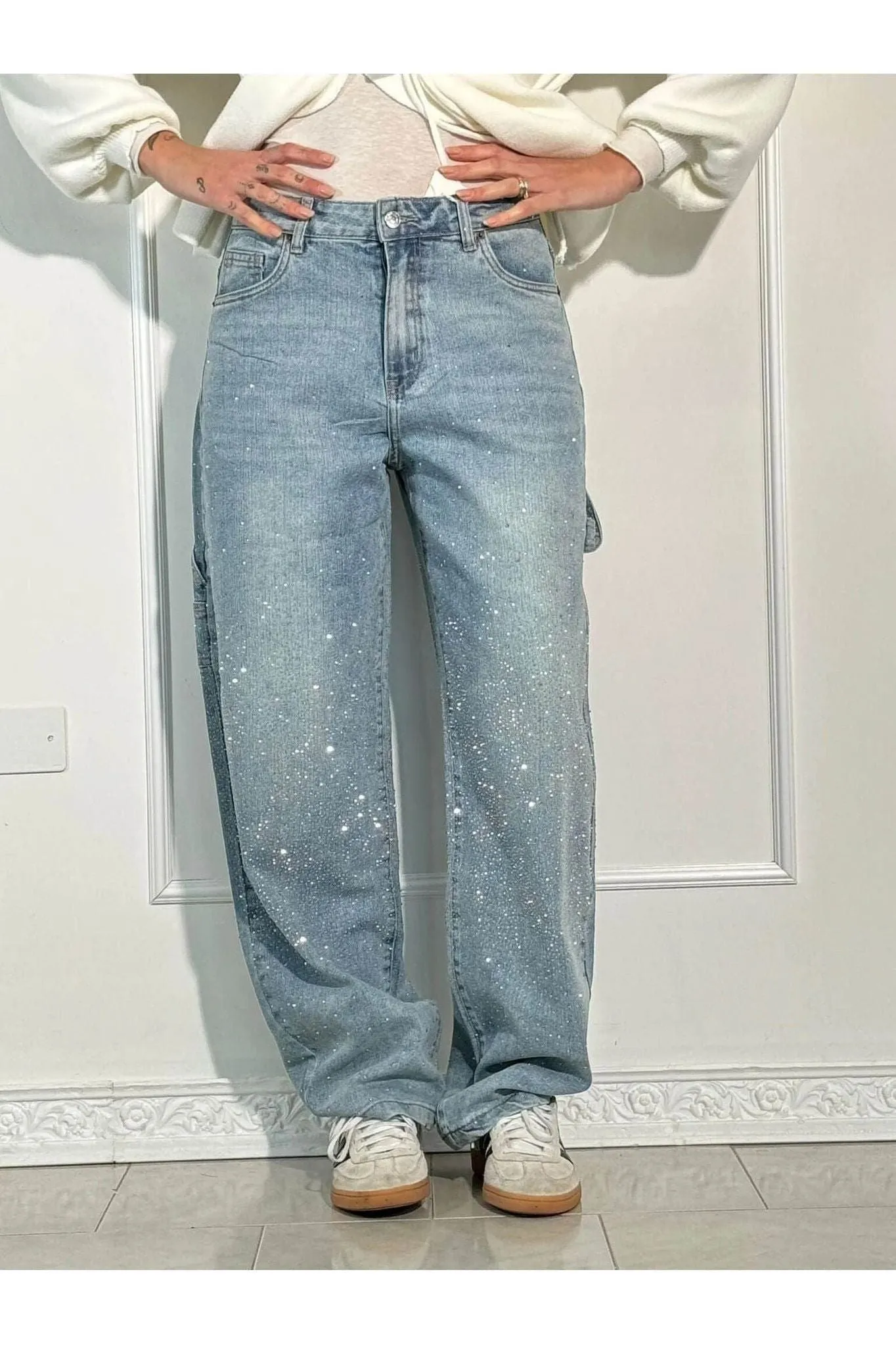 Celeste | Rhinestone Wide-Leg Jeans
