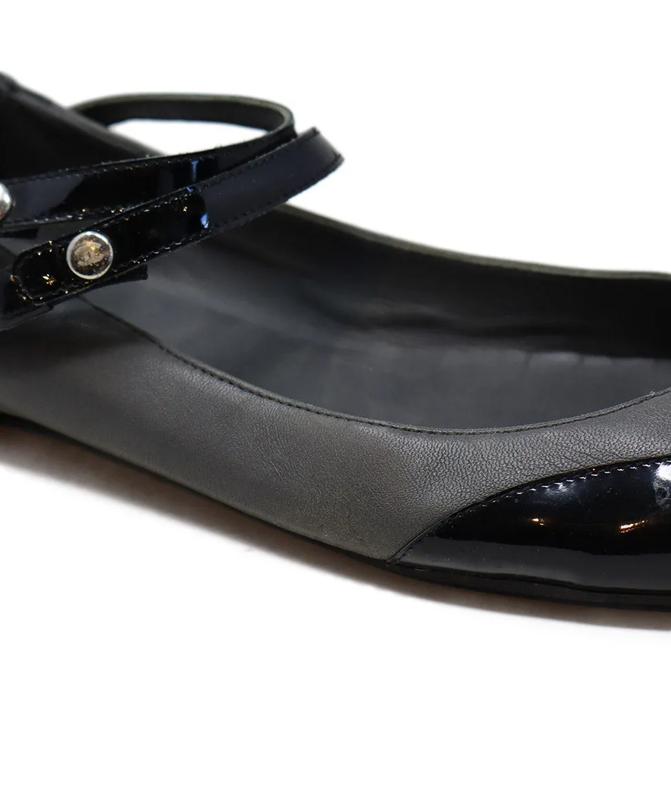 Chanel Black Patent & Grey Leather Shoes sz 11