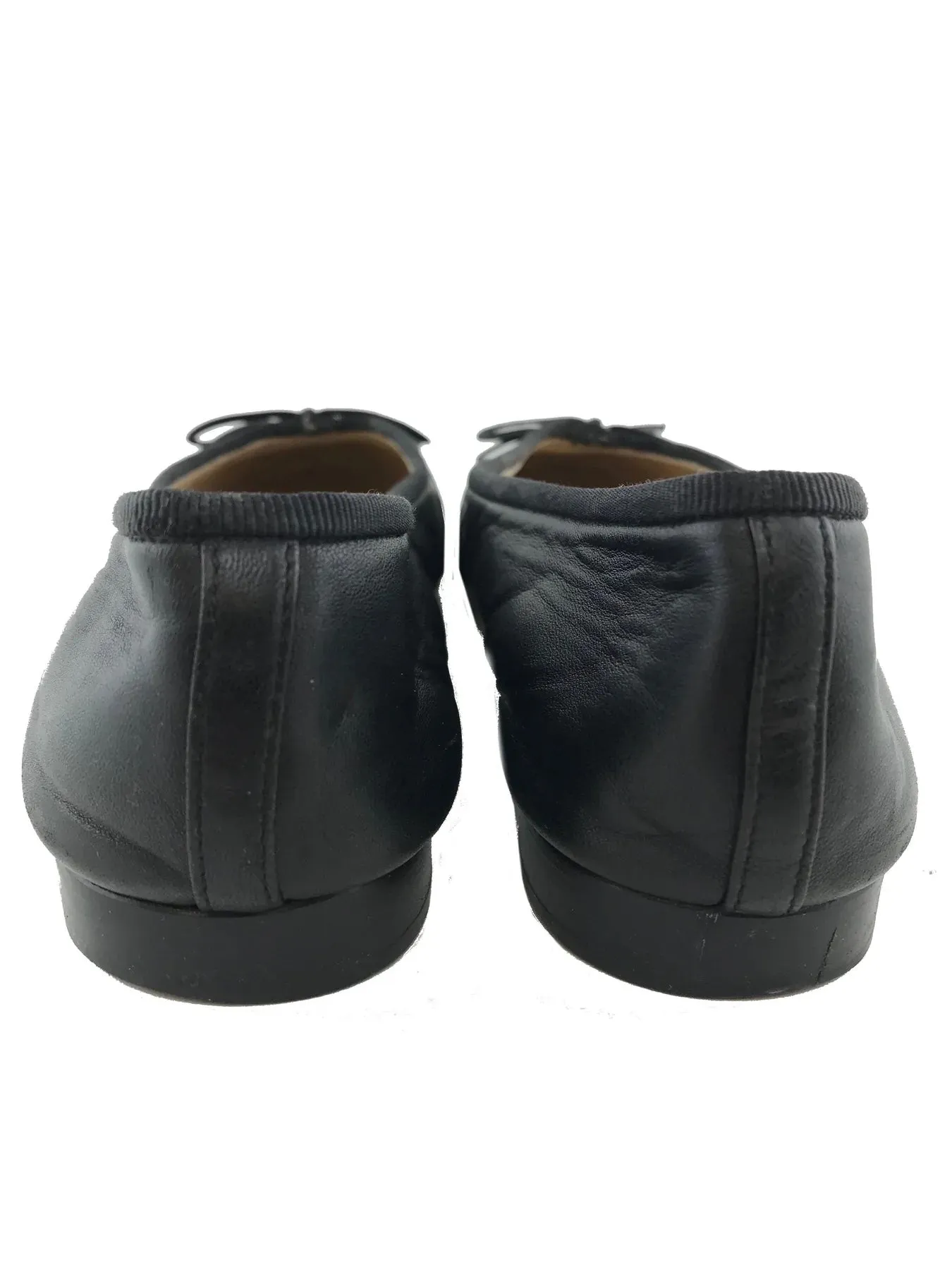 CHANEL CC CAP TOE LEATHER BALLET FLATS