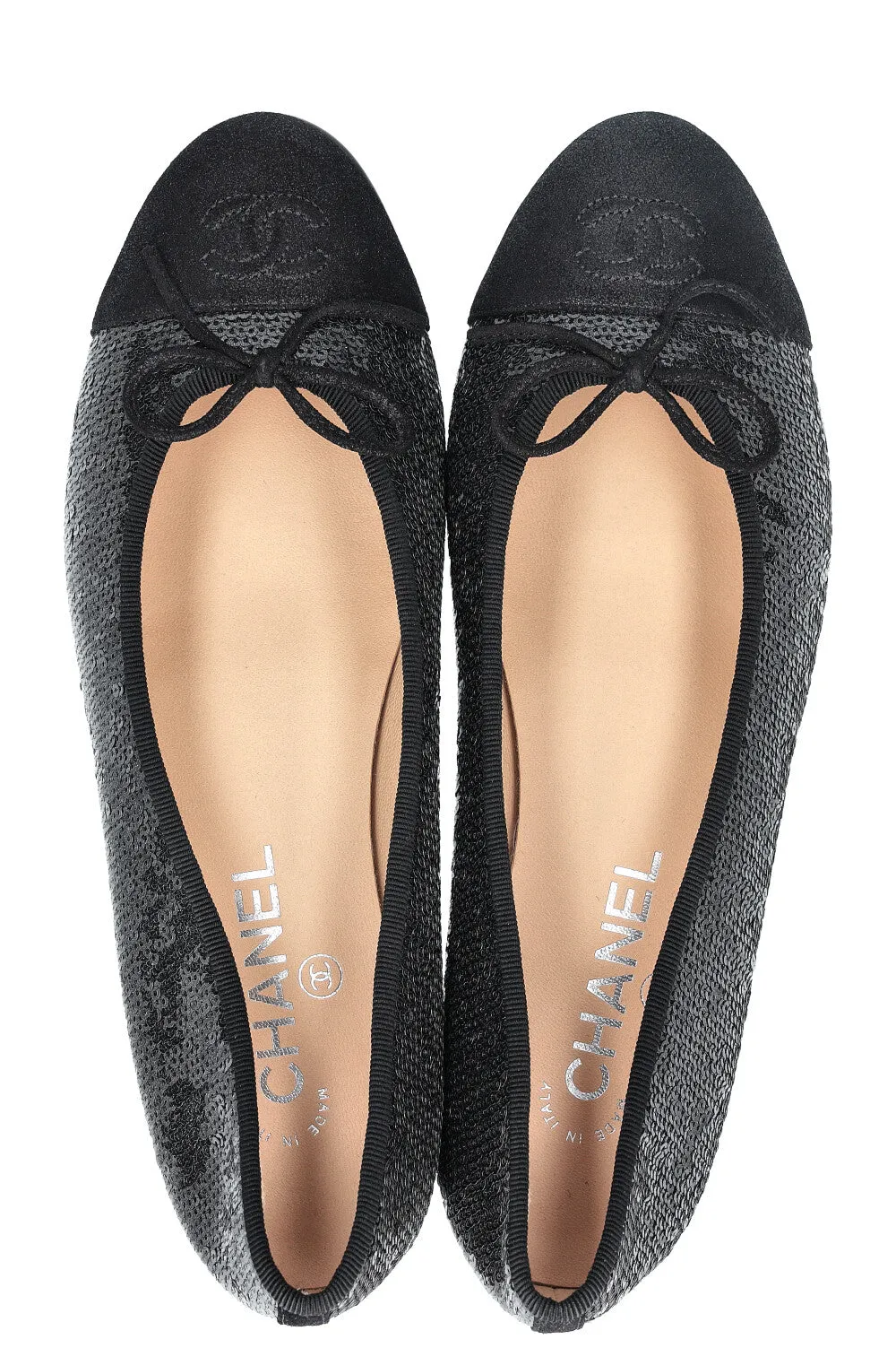 CHANEL Classic Flats Sequin Black