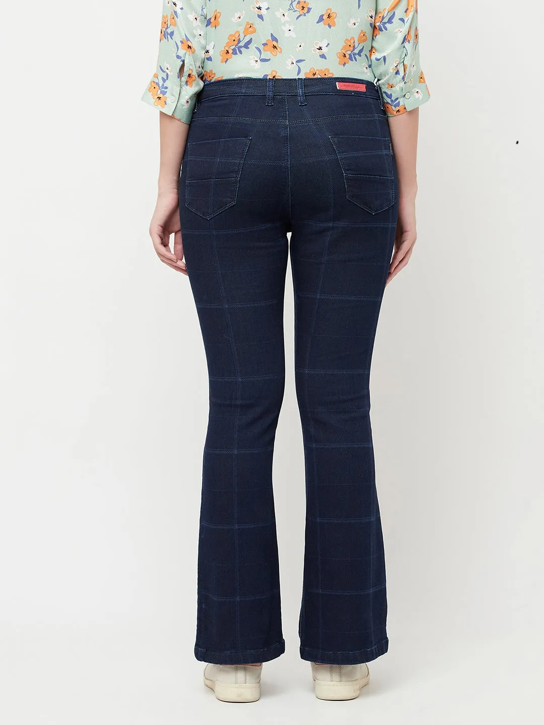 Check Bootcut Jeans