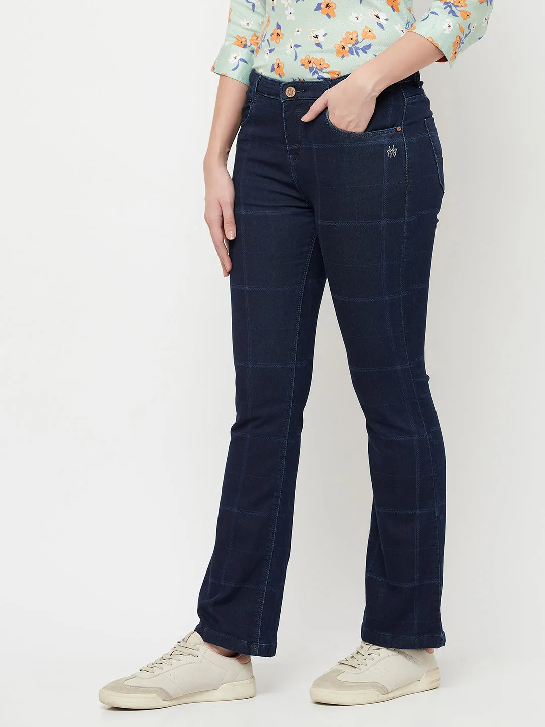 Check Bootcut Jeans