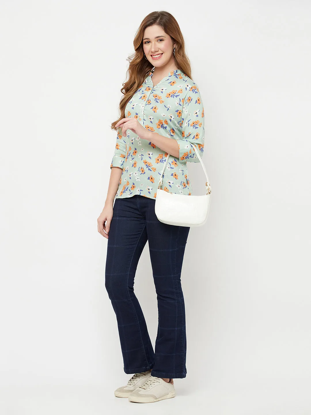 Check Bootcut Jeans